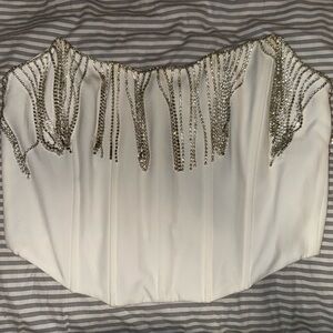 White fox corset zip up